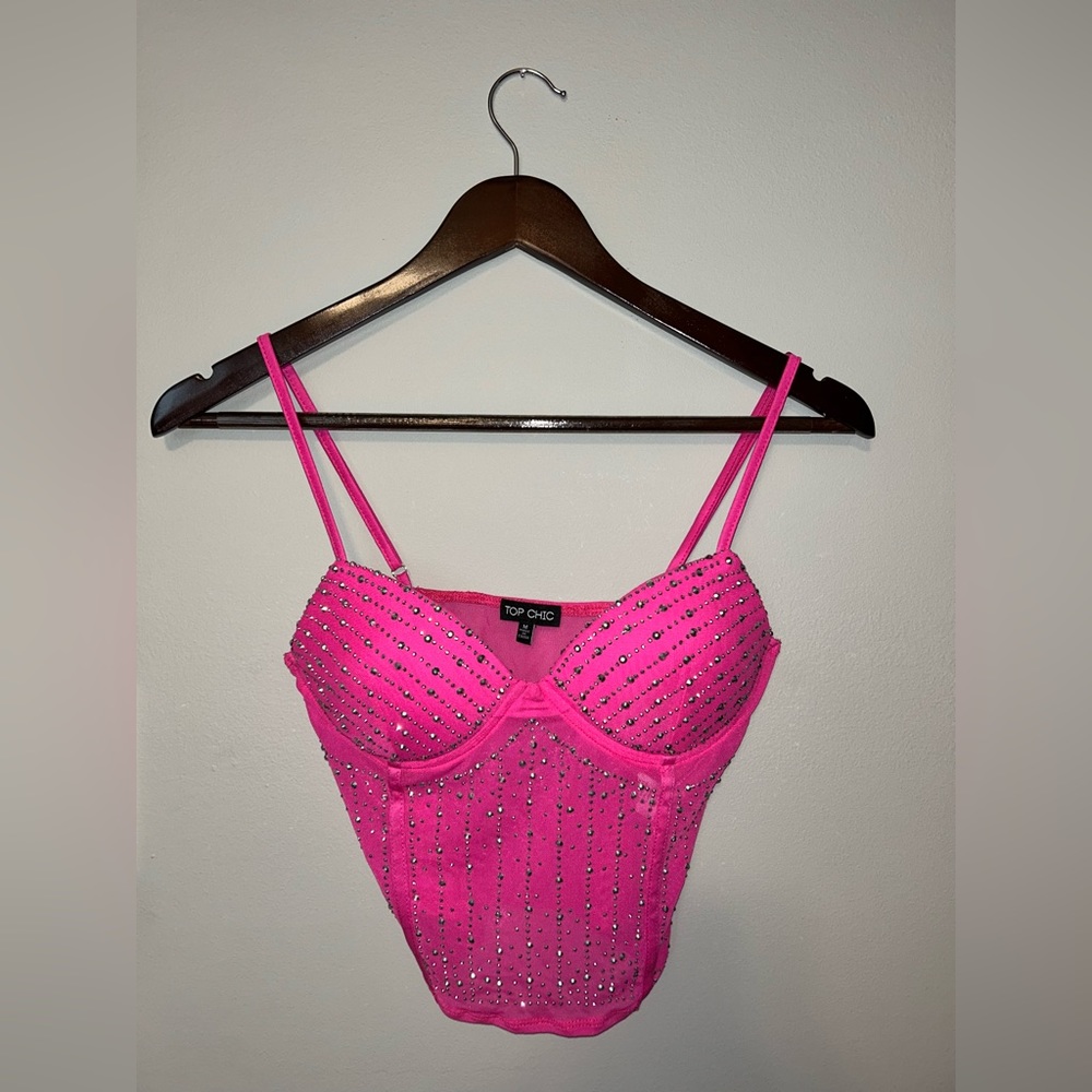 Pink Sequined Crop Top